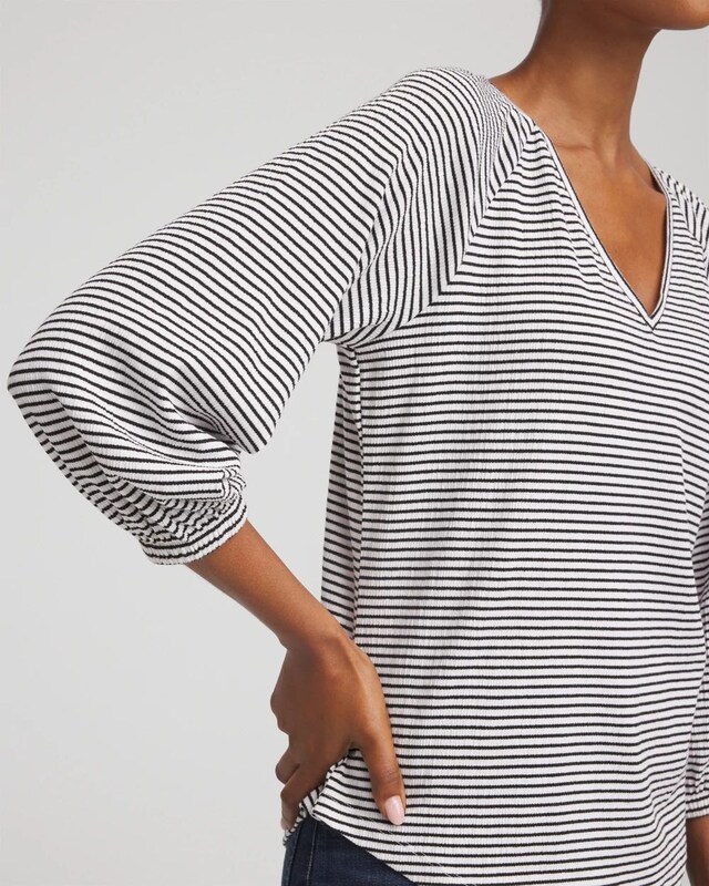 Striped Crinkled Raglan Top - image 4